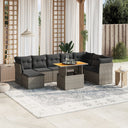 vidaXL 9-delige Loungeset met kussens poly rattan zwart