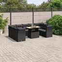 vidaXL 10-Piece Lounge Set with Cushions Poly Rattan Black