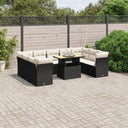 vidaXL 10-Piece Lounge Set with Cushions Poly Rattan Black