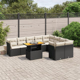 vidaXL 10-Piece Lounge Set with Cushions Poly Rattan Black