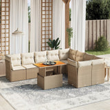 vidaXL 10-Piece Lounge Set with Cushions Poly Rattan Black