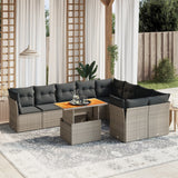 vidaXL 10-Piece Lounge Set with Cushions Poly Rattan Black