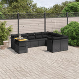 vidaXL 10-Piece Lounge Set with Cushions Poly Rattan Black