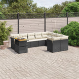 vidaXL 10-Piece Lounge Set with Cushions Poly Rattan Black