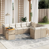 vidaXL 10-Piece Lounge Set with Cushions Poly Rattan Black