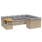vidaXL 10-Piece Lounge Set with Cushions Poly Rattan Black