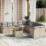 vidaXL 11-delige Loungeset met kussens poly rattan zwart