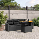 vidaXL 5-delige Loungeset met kussens poly rattan zwart