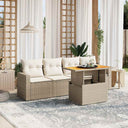 vidaXL 5-delige Loungeset met kussens poly rattan zwart