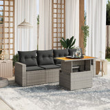 vidaXL 5-delige Loungeset met kussens poly rattan zwart