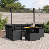 vidaXL 7-Piece Lounge Set with Cushions Poly Rattan Black