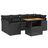 vidaXL 7-Piece Lounge Set with Cushions Poly Rattan Black