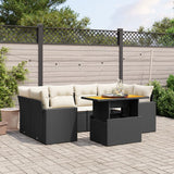 vidaXL 7-Piece Lounge Set with Cushions Poly Rattan Black