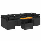 vidaXL 8-piece Lounge Set with Cushions Poly Rattan Black