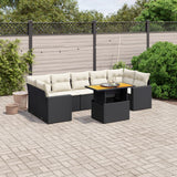 vidaXL 8-piece Lounge Set with Cushions Poly Rattan Black