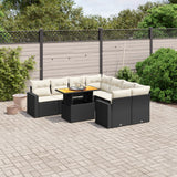 vidaXL 9-delige Loungeset met kussens poly rattan zwart