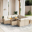 vidaXL 9-delige Loungeset met kussens poly rattan zwart