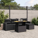 vidaXL 6-delige Loungeset met kussens poly rattan zwart
