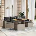 vidaXL 6-delige Loungeset met kussens poly rattan zwart