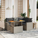 vidaXL 5-piece Lounge Set with Cushions Poly Rattan Black