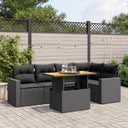 vidaXL 6-Piece Lounge Set with Cushions Poly Rattan Black