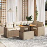 vidaXL 6-Piece Lounge Set with Cushions Poly Rattan Black
