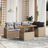 vidaXL 6-Piece Lounge Set with Cushions Poly Rattan Black