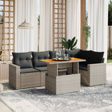 vidaXL 6-Piece Lounge Set with Cushions Poly Rattan Black