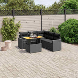 vidaXL 6-Piece Lounge Set with Cushions Poly Rattan Black