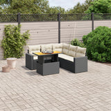 vidaXL 6-Piece Lounge Set with Cushions Poly Rattan Black
