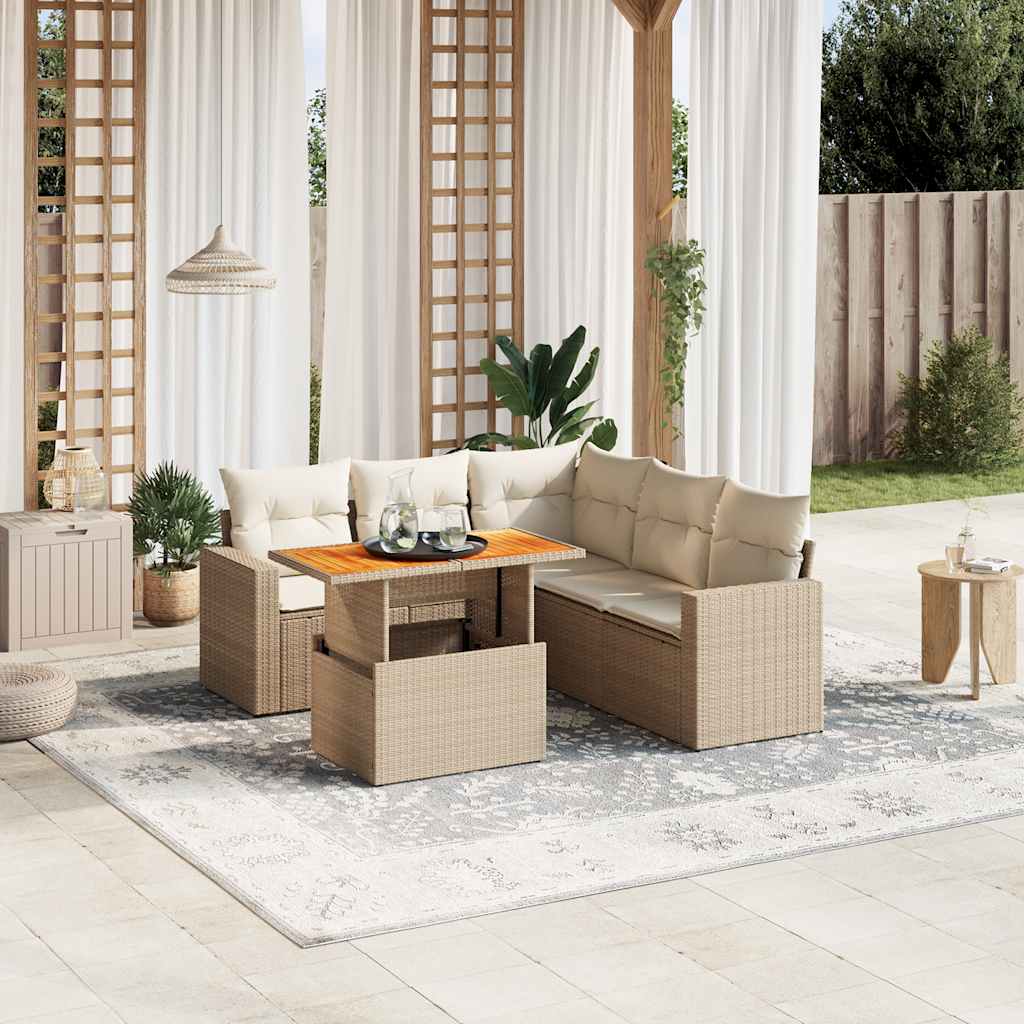 vidaXL 6-Piece Lounge Set with Cushions Poly Rattan Black