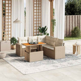 vidaXL 6-Piece Lounge Set with Cushions Poly Rattan Black
