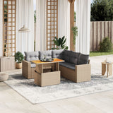 vidaXL 6-Piece Lounge Set with Cushions Poly Rattan Black