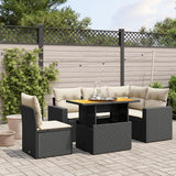 vidaXL 6-Piece Lounge Set with Cushions Poly Rattan Black