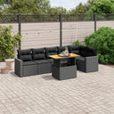 vidaXL 7-delige Loungeset met kussens poly rattan zwart