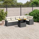 vidaXL 7-delige Loungeset met kussens poly rattan zwart