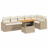 vidaXL 7-delige Loungeset met kussens poly rattan zwart