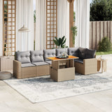 vidaXL 7-delige Loungeset met kussens poly rattan zwart