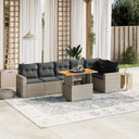 vidaXL 7-delige Loungeset met kussens poly rattan zwart
