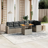 vidaXL 7-delige Loungeset met kussens poly rattan zwart