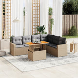 vidaXL 7-delige Loungeset met kussens poly rattan zwart