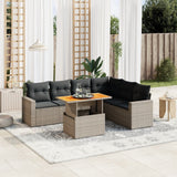 vidaXL 7-delige Loungeset met kussens poly rattan zwart