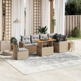 vidaXL 7-delige Loungeset met kussens poly rattan zwart
