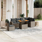 vidaXL 7-delige Loungeset met kussens poly rattan zwart