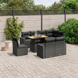 vidaXL 9-piece Poly Rattan Lounge Set with Cushions Black