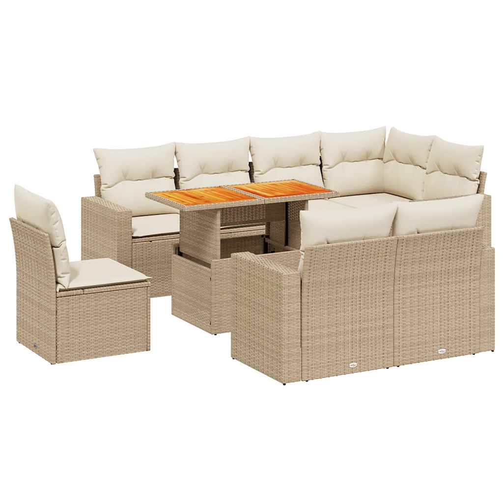 vidaXL 9-piece Poly Rattan Lounge Set with Cushions Black