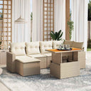 vidaXL 7-delige Loungeset met kussens poly rattan zwart
