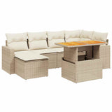 vidaXL 7-delige Loungeset met kussens poly rattan zwart