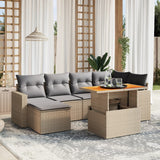 vidaXL 7-delige Loungeset met kussens poly rattan zwart