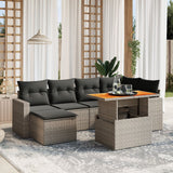 vidaXL 7-delige Loungeset met kussens poly rattan zwart